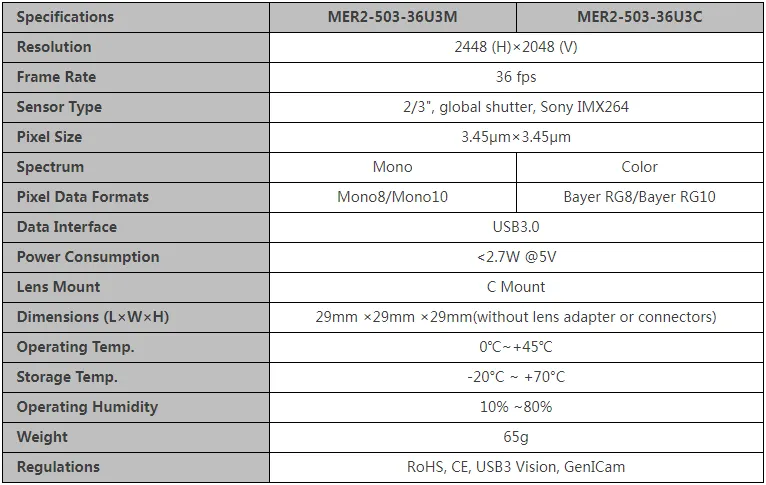 Specifications-MER2-503-36U3M-C