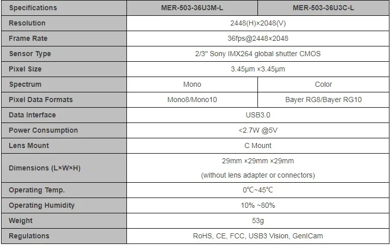 Specifications-MER-503-36U3M-C-L